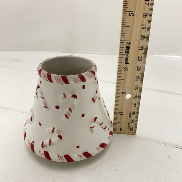 Yankee Candle Mini Candy Cane Topper Shade Christmas Holiday Ceramic Red White - Picture 5 of 7